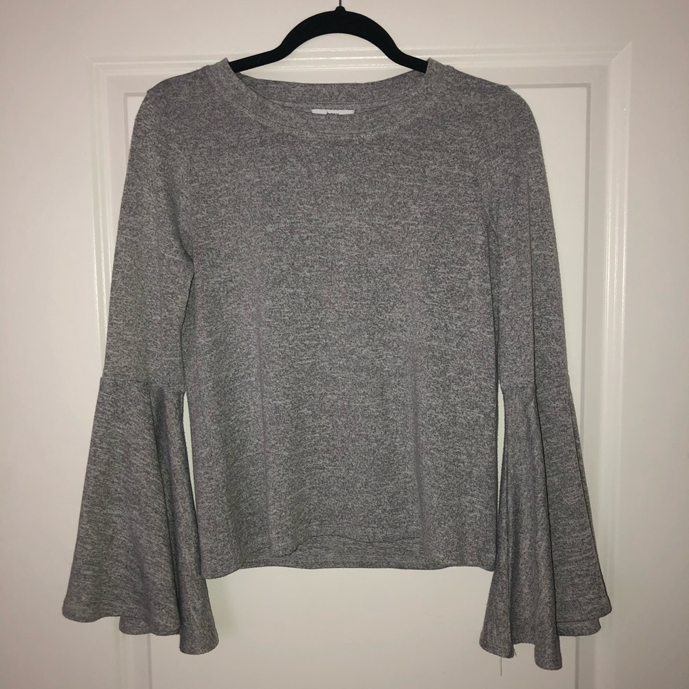 Gray bell sleeve top